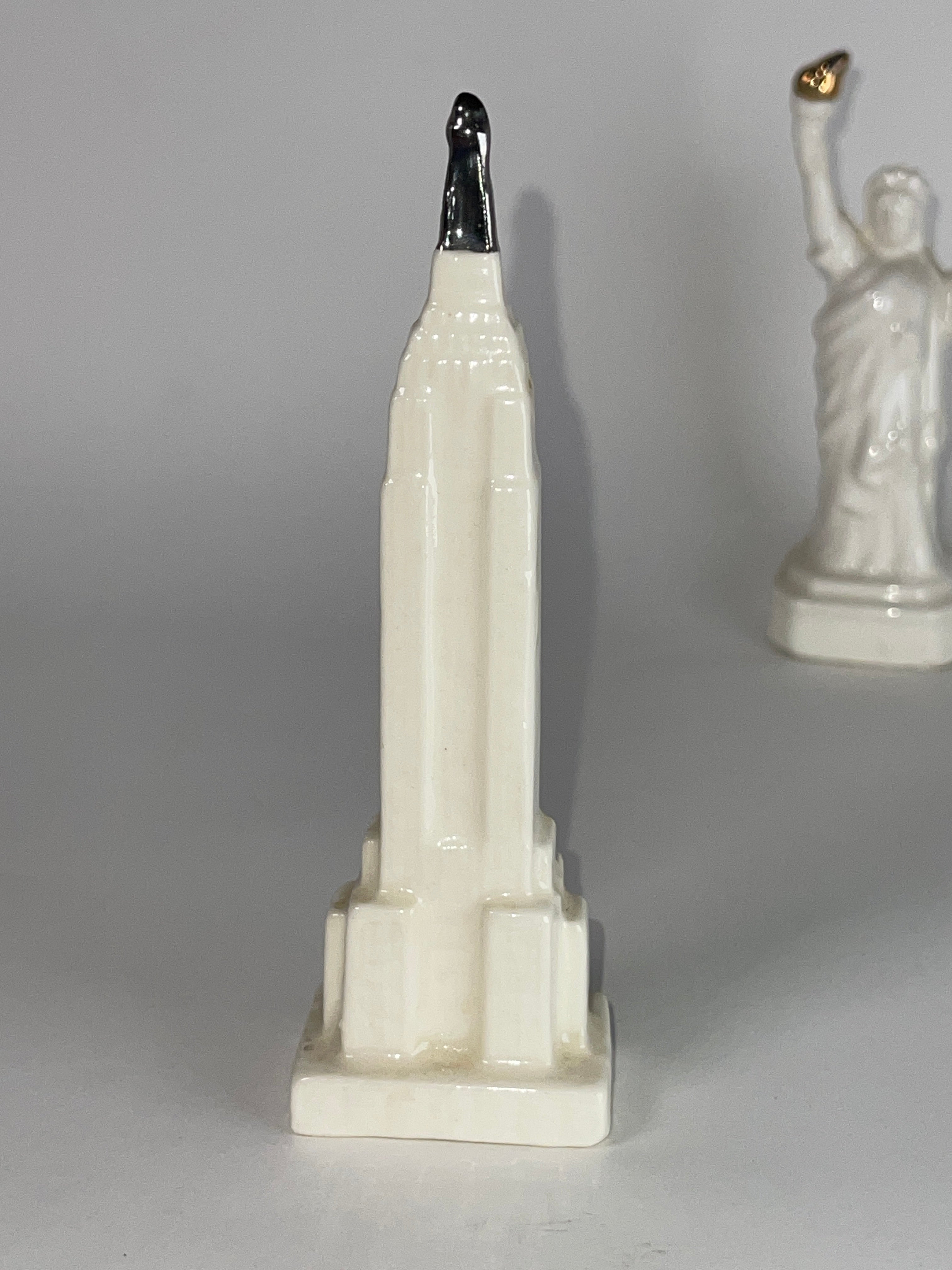 Mini Statue of Liberty & Empire State Building Ceramic Pair