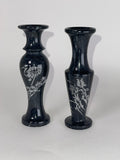 Vintage Etched Black Stone Spice Shakers
