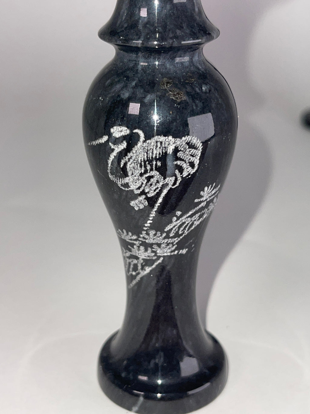 Vintage Etched Black Stone Spice Shakers