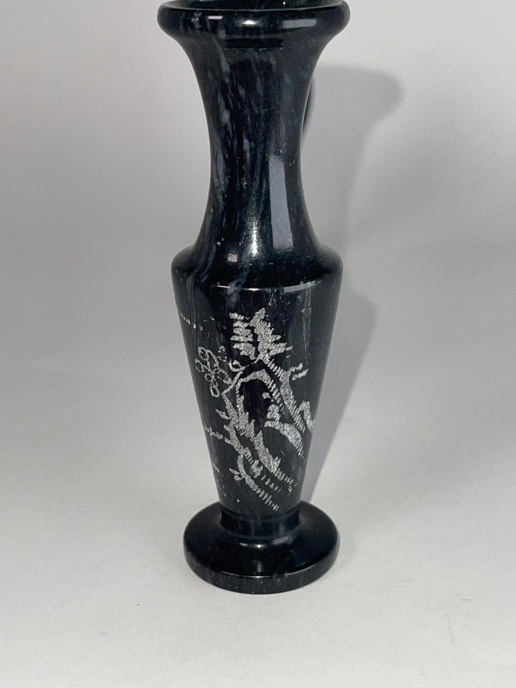 Vintage Etched Black Stone Spice Shakers