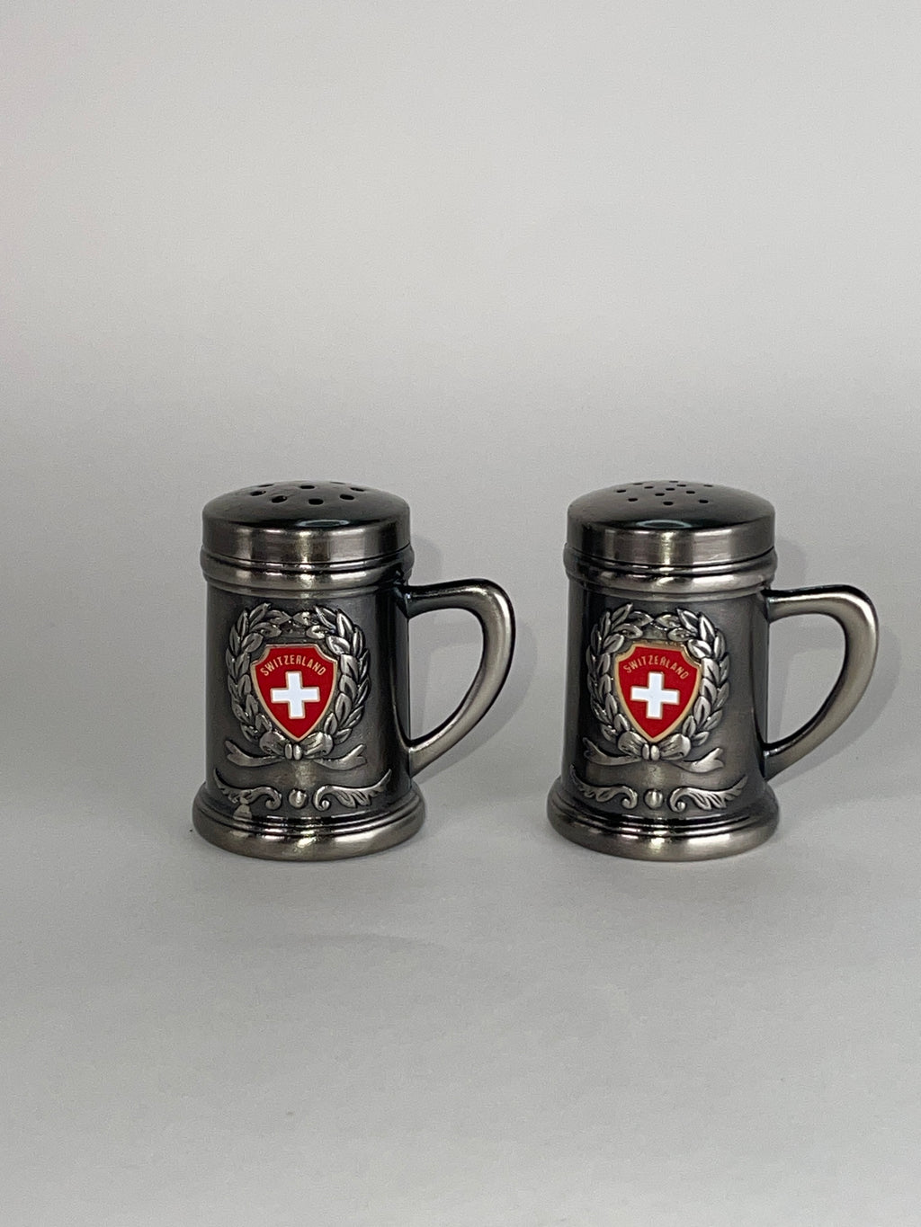 Swiss Mini Stein Salt & Pepper Shakers (Vintage Souvenir Set)