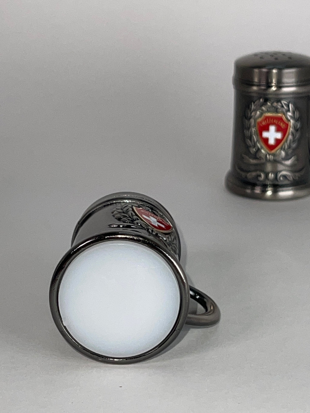 Swiss Mini Stein Salt & Pepper Shakers (Vintage Souvenir Set)