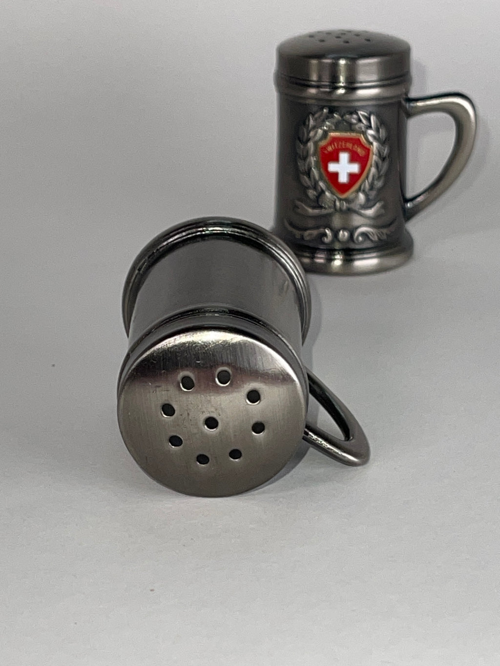 Swiss Mini Stein Salt & Pepper Shakers (Vintage Souvenir Set)